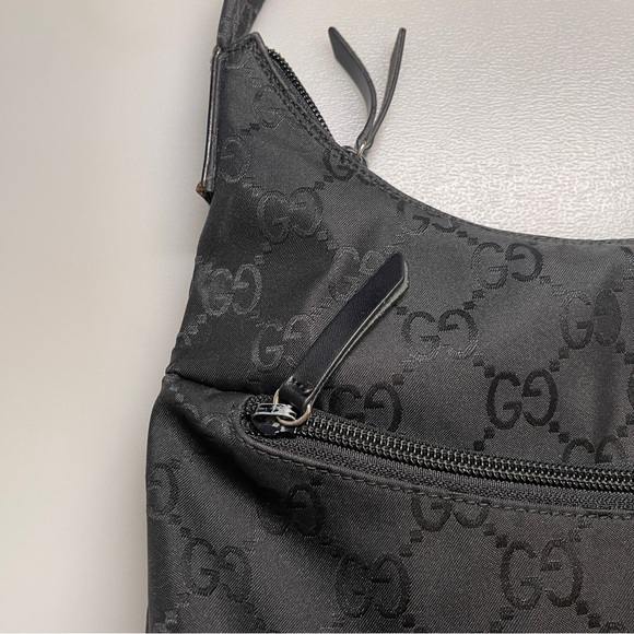 Gucci black tote bag canvas GG sac hobo shoulder bag - Picture 8 of 12